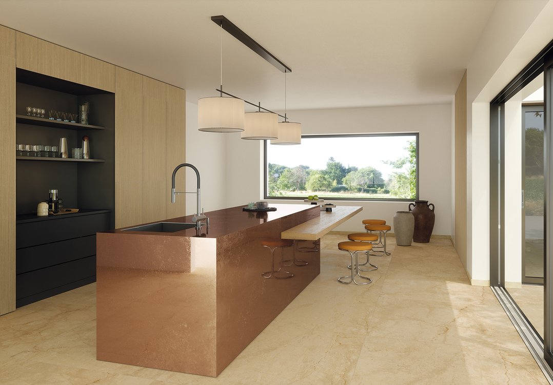 Room view Kitchen, created with tiles from the collection: DESERT – Brown, Beige
