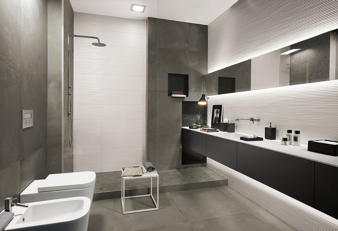Imagen de ambiente Baño, realizada con baldosas de la colección: LUMINA 25x75 – BLANCO