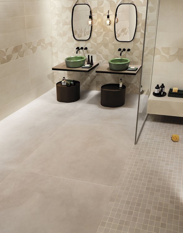 Imagen de ambiente , realizada con baldosas de la colección: MAT&MORE – BEIGE