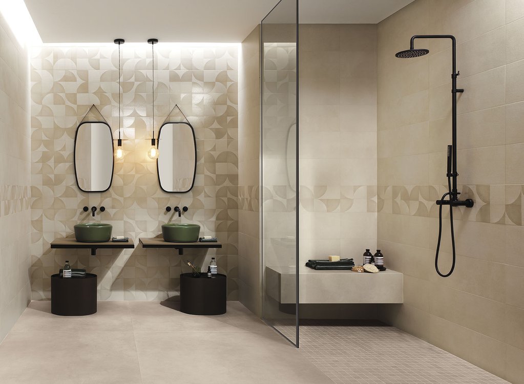 Imagen de ambiente Baño, realizada con baldosas de la colección: MAT&MORE – BEIGE