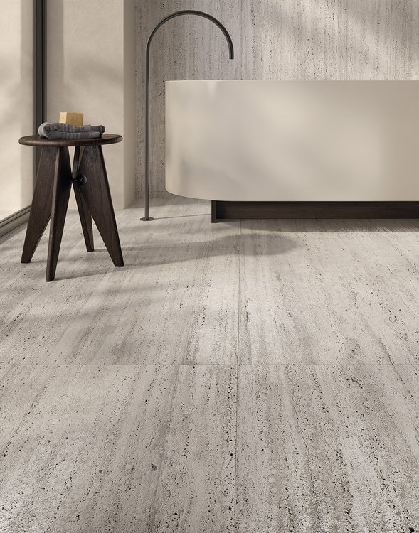 Imagen de ambiente , realizada con baldosas de la colección: MATERIA – BLANCO