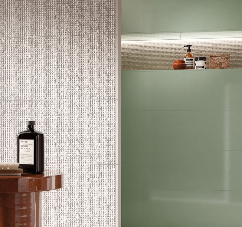 Imagen de ambiente , realizada con baldosas de la colección: MATERIA PURA – OTRAS, BLANCO