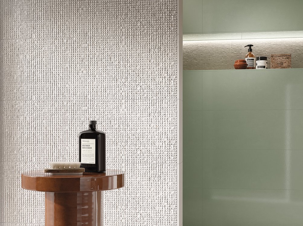 Imagen de ambiente , realizada con baldosas de la colección: MATERIA – OTRAS, BLANCO