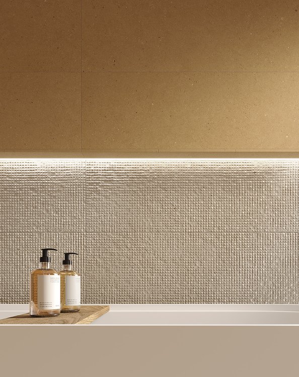 Imagen de ambiente , realizada con baldosas de la colección: MATERIA – OTRAS, GRIS