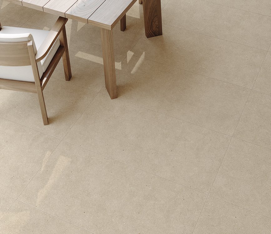 Imagen de ambiente , realizada con baldosas de la colección: MATERIA – BEIGE