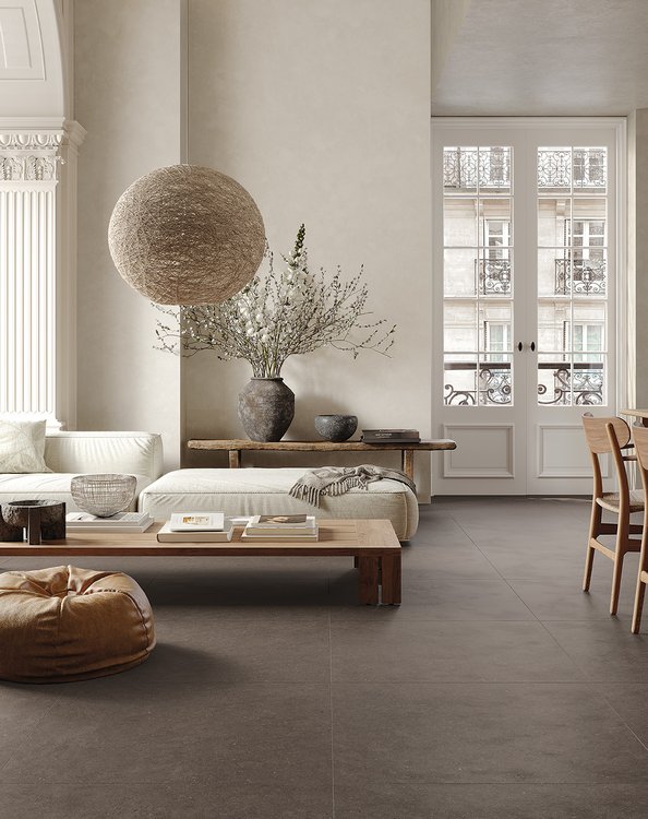 Imagen de ambiente , realizada con baldosas de la colección: MATERIA – BROWN