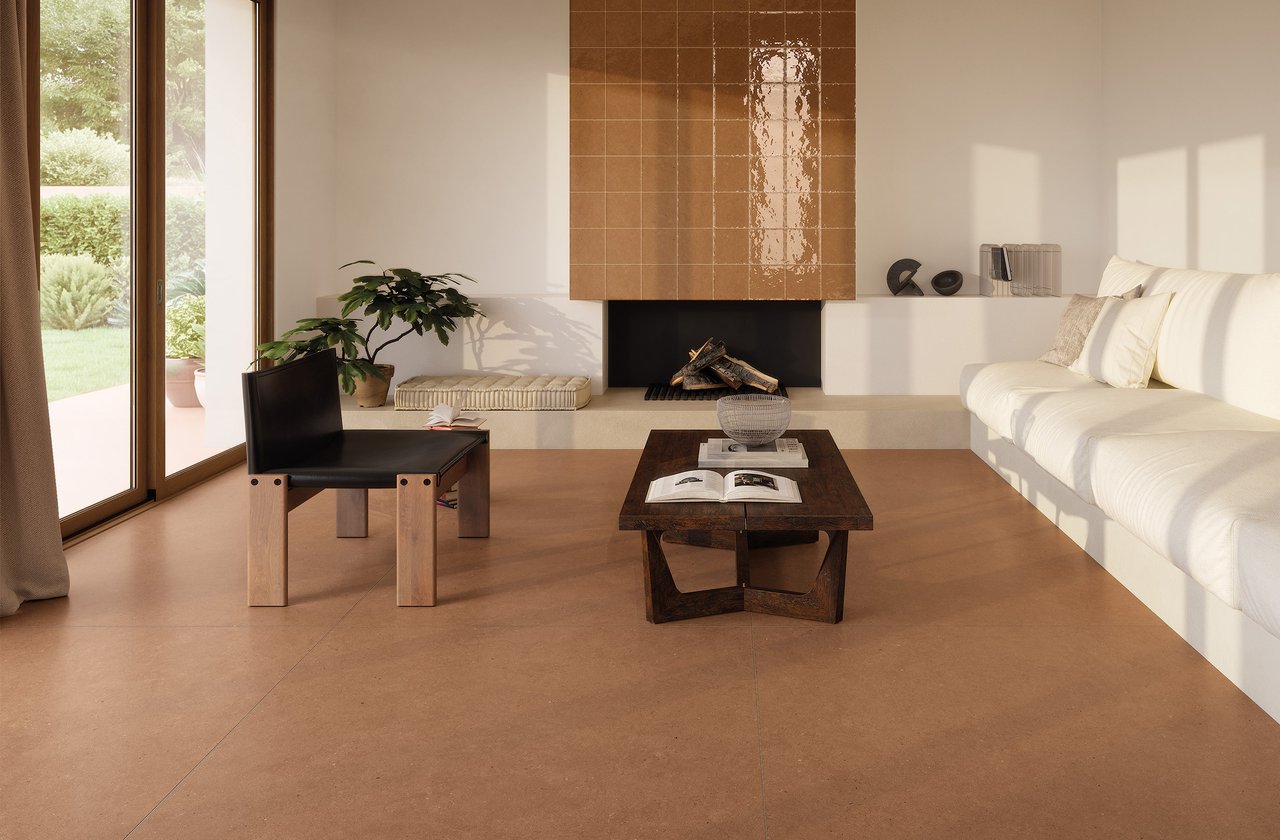 Room view House, created with tiles from the collection: MATERIA PURA porcelain tiles – Other MATERIA PURA porcelain tiles
