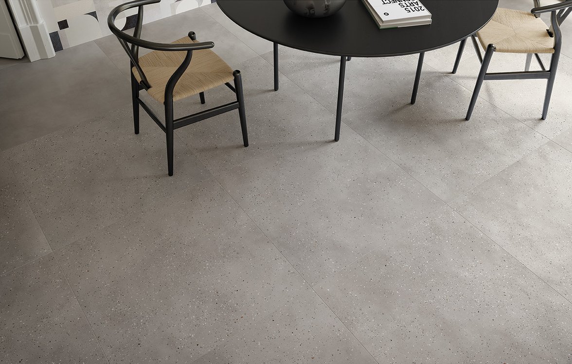 Room view , created with tiles from the collection: MILANO MOOD – Grey
