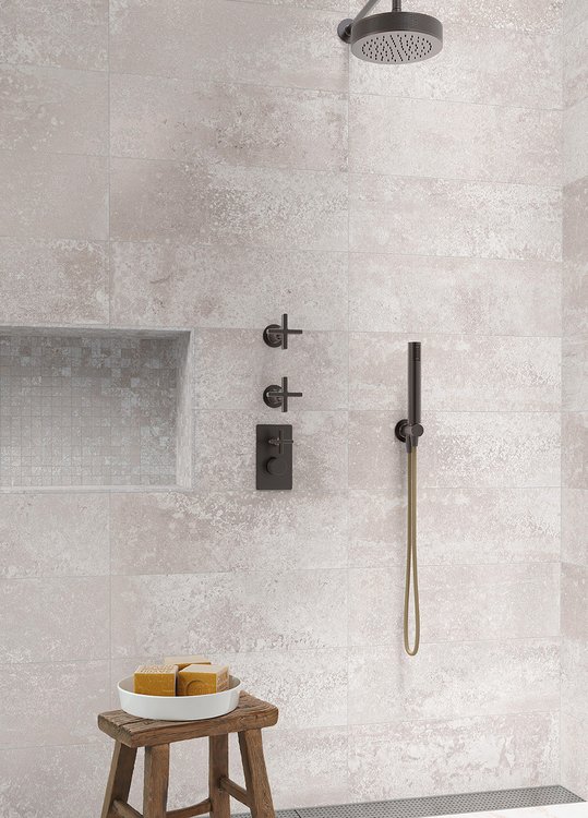 Imagen de ambiente , realizada con baldosas de la colección: OXIDE – BLANCO