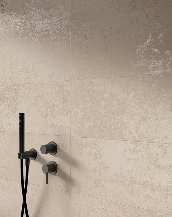 Imagen de ambiente , realizada con baldosas de la colección: OXIDE – BEIGE