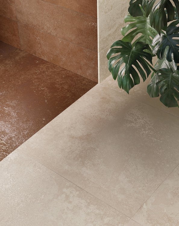 Imagen de ambiente , realizada con baldosas de la colección: OXIDE – BEIGE, BROWN