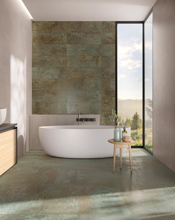 Imagen de ambiente Baño, realizada con baldosas de la colección: OXIDE – OTRAS, BLANCO