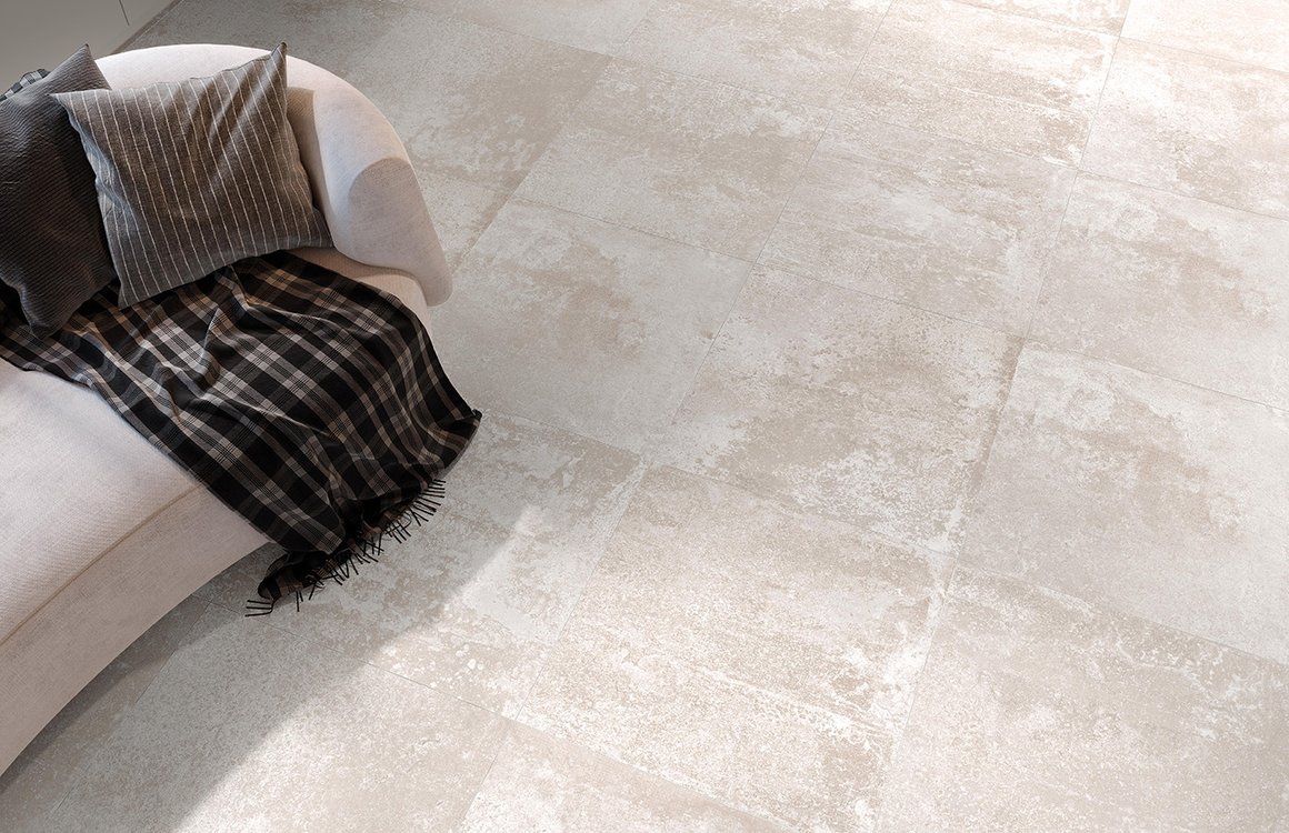 Imagen de ambiente , realizada con baldosas de la colección: OXIDE – BLANCO