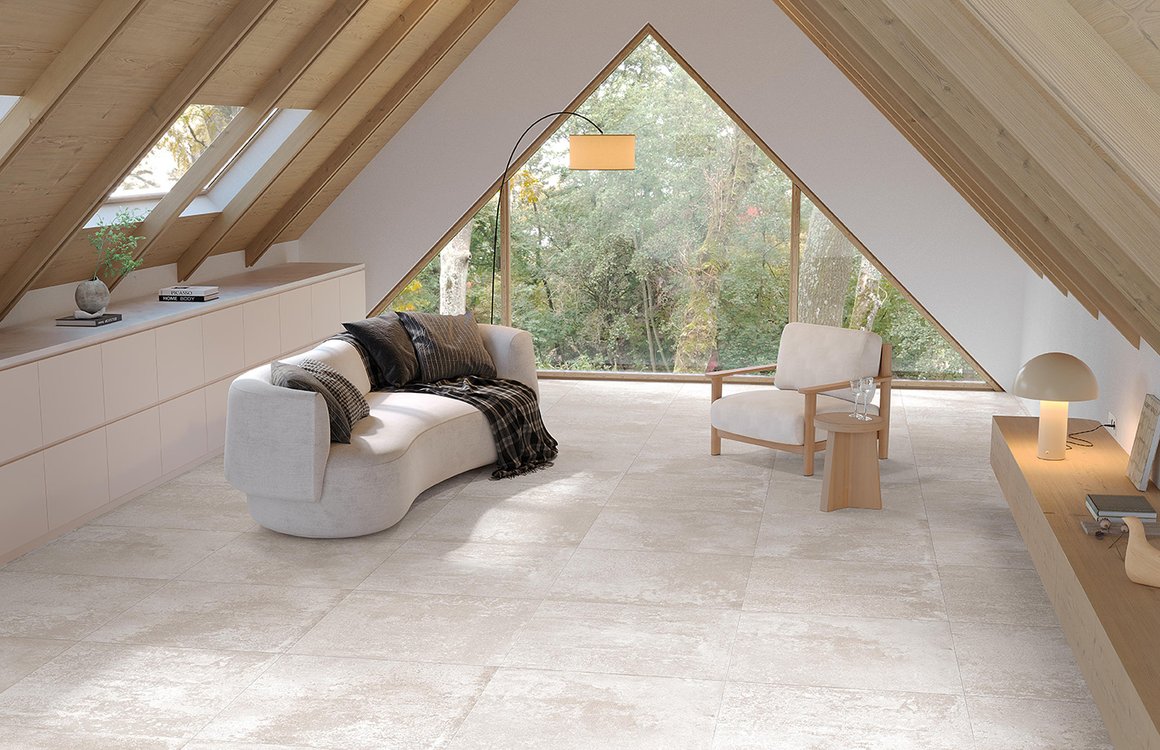 Imagen de ambiente House, realizada con baldosas de la colección: OXIDE – BLANCO