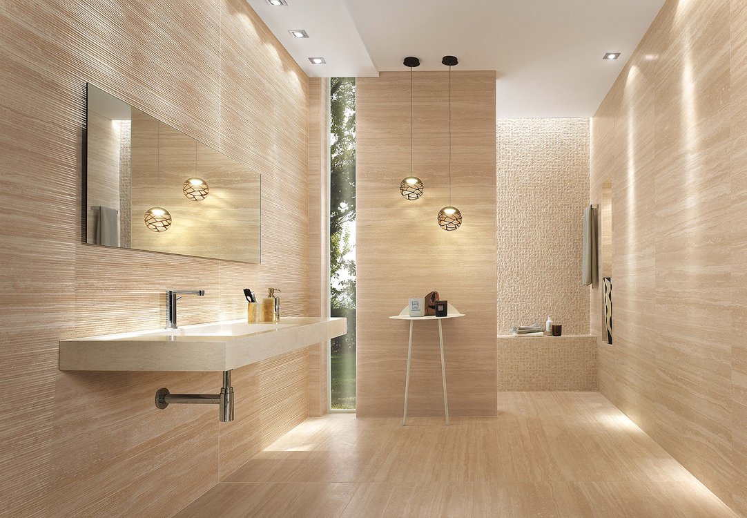 Imagen de ambiente , realizada con baldosas de la colección: ROMA – BEIGE