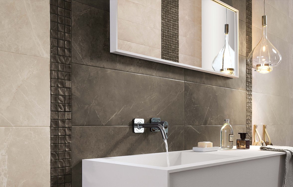 Imagen de ambiente , realizada con baldosas de la colección: ROMA – BROWN, BEIGE