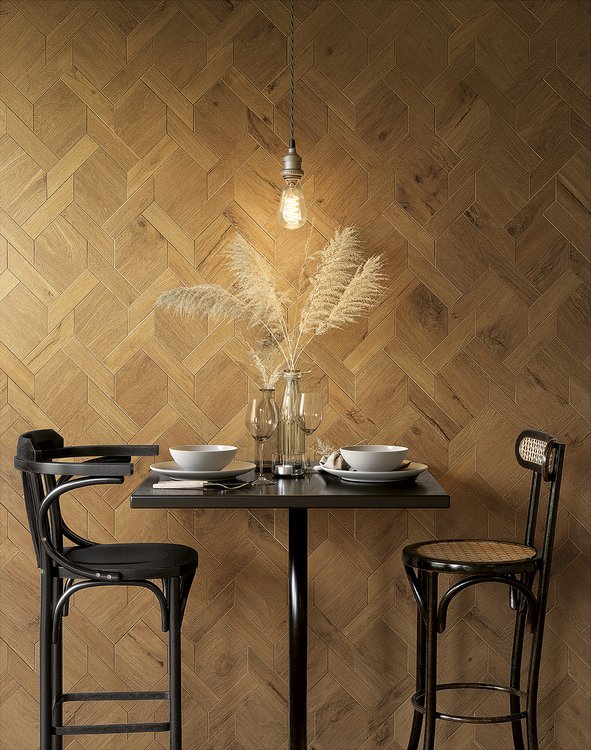 Room view Contract, created with tiles from the collection: ROOTS – Beige