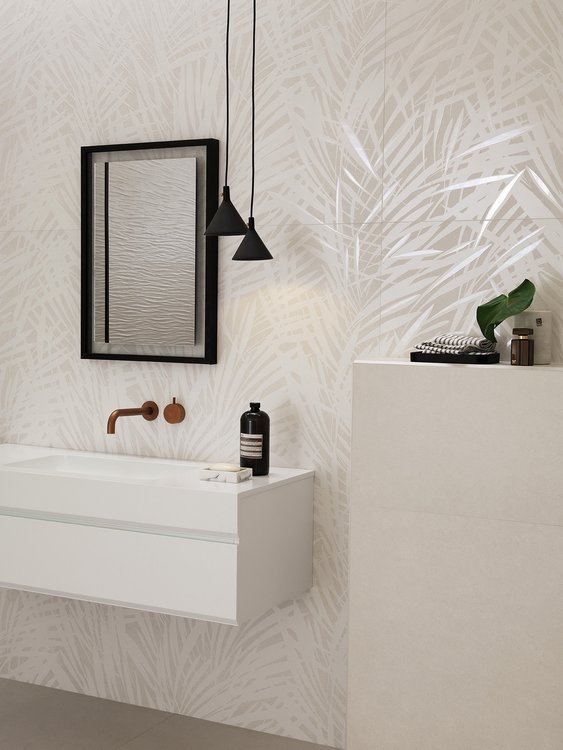 Room view , created with tiles from the collection: SHEER – White
