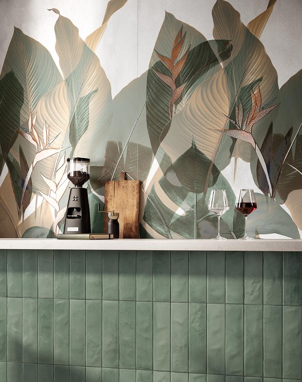 Image d'ambiance , réalisée avec des carreaux de la collection : STILL – Vert, AUTRES
