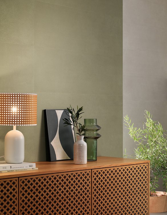 Imagen de ambiente , realizada con baldosas de la colección: SUMMER – Verde, GRIS