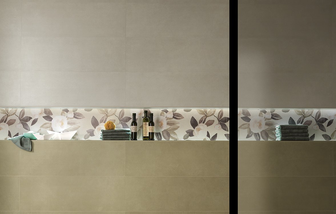 Imagen de ambiente , realizada con baldosas de la colección: SUMMER – Verde, GRIS