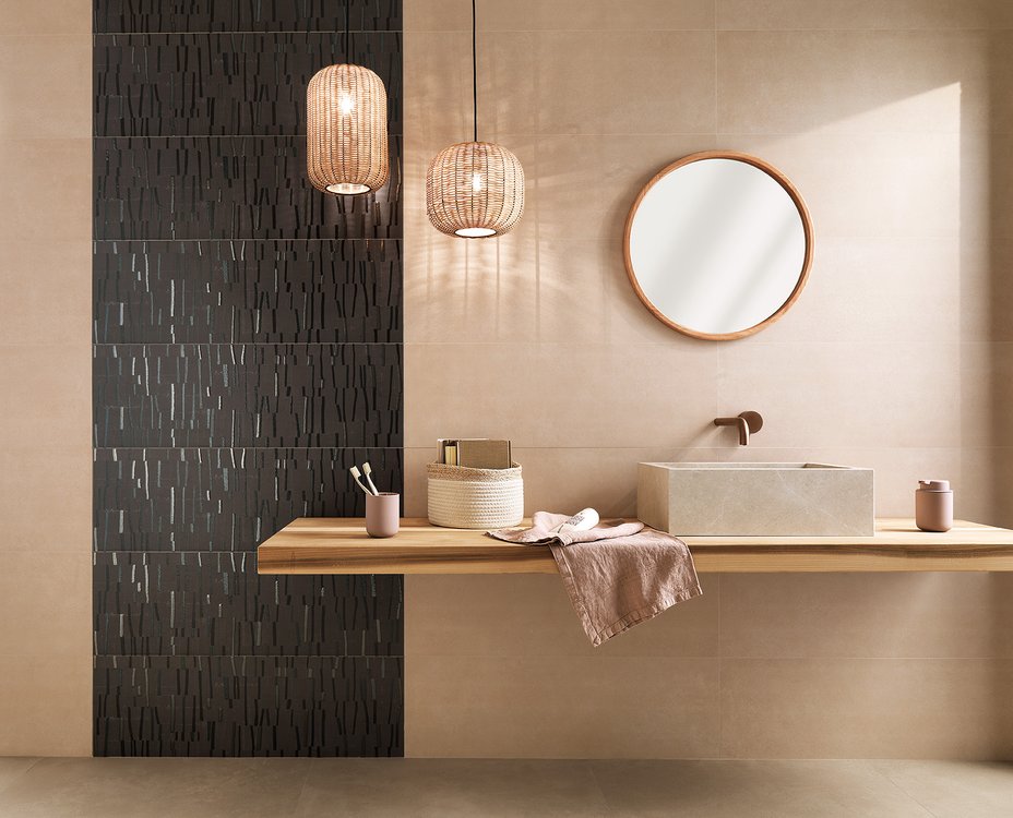 Imagen de ambiente , realizada con baldosas de la colección: SUMMER – BEIGE, BROWN