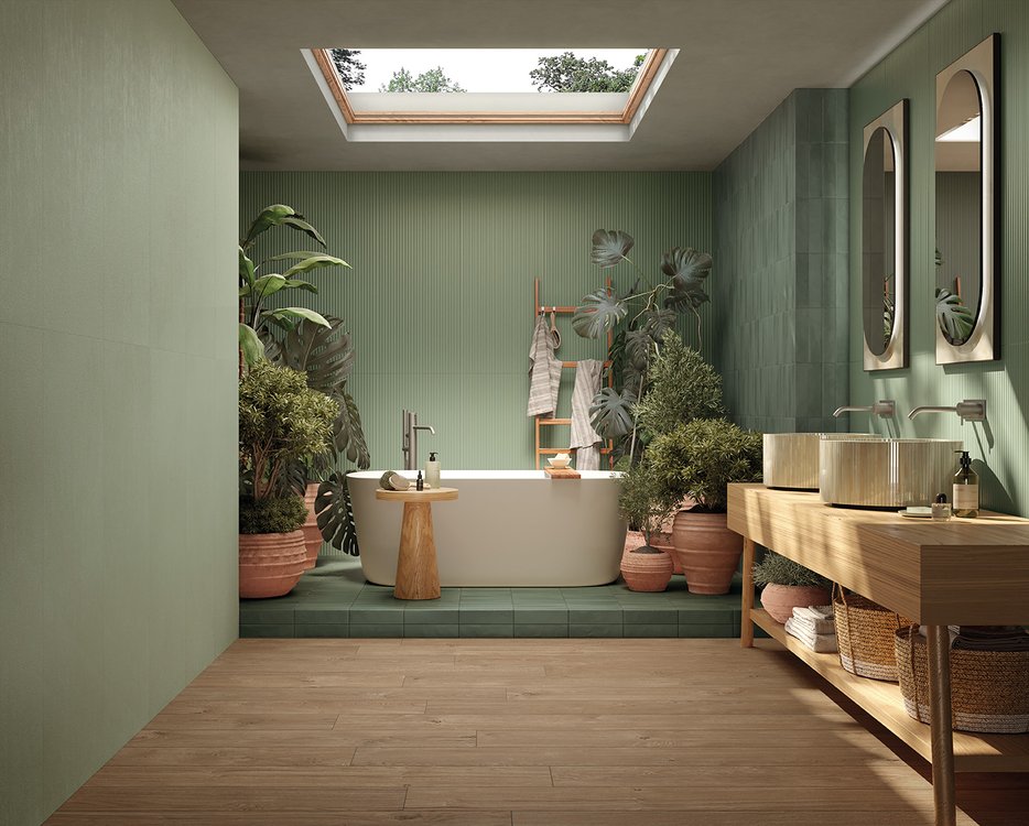 Room view Bathroom, created with tiles from the collection: TRUE COLOR – Other, Brown