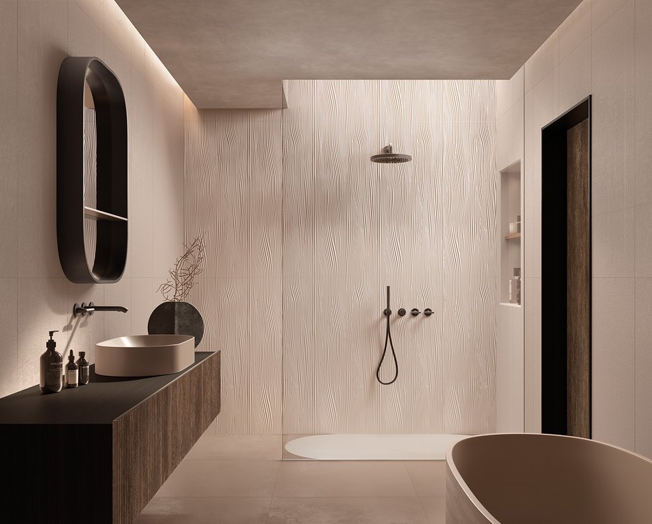 Room view Bathroom, created with tiles from the collection: TRUE COLOR – Grey