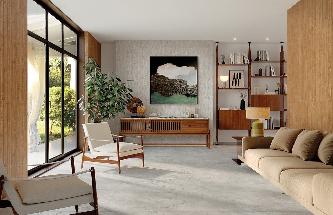 Imagen de ambiente House, realizada con baldosas de la colección: VENTO DEL SUD – BROWN, GRIS