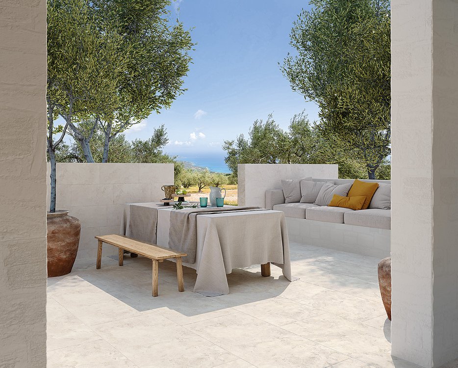 Room view Outdoor, created with tiles from the collection: VENTO DEL SUD – White