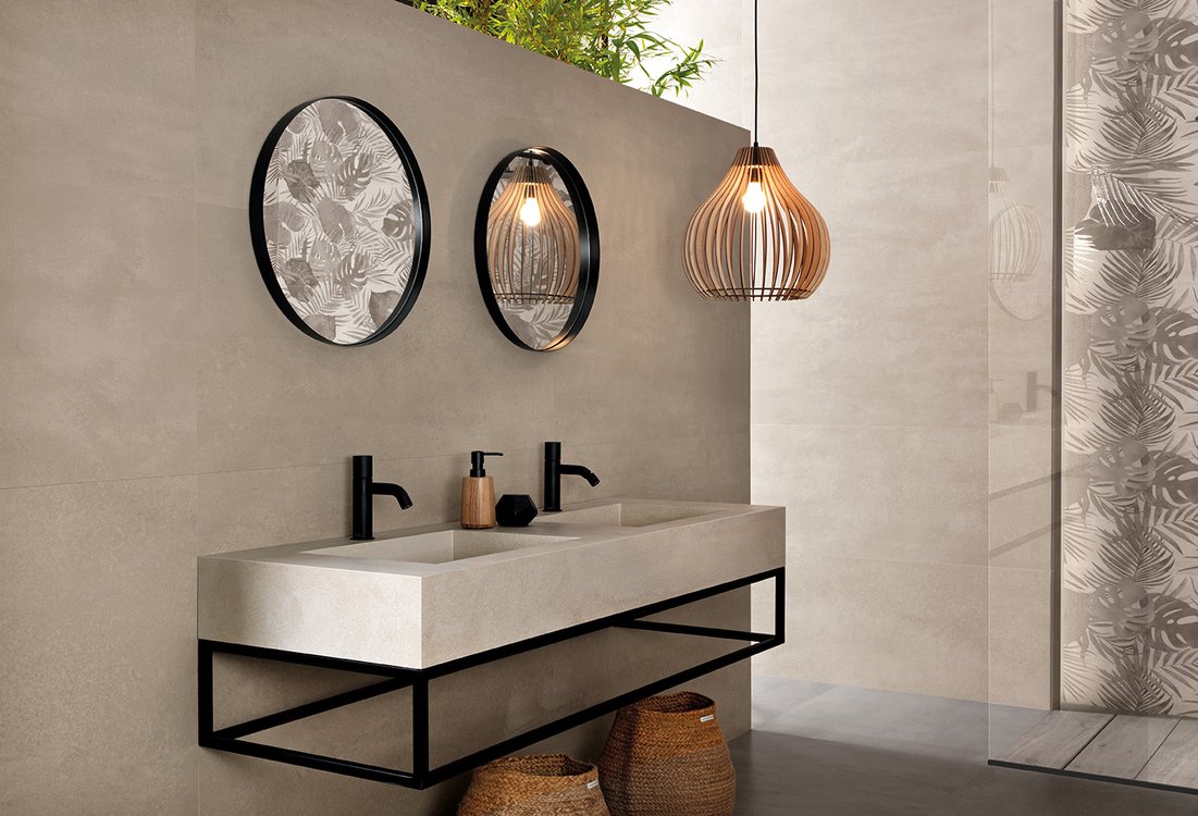 Room view , created with tiles from the collection: YLICO – Beige, Brown