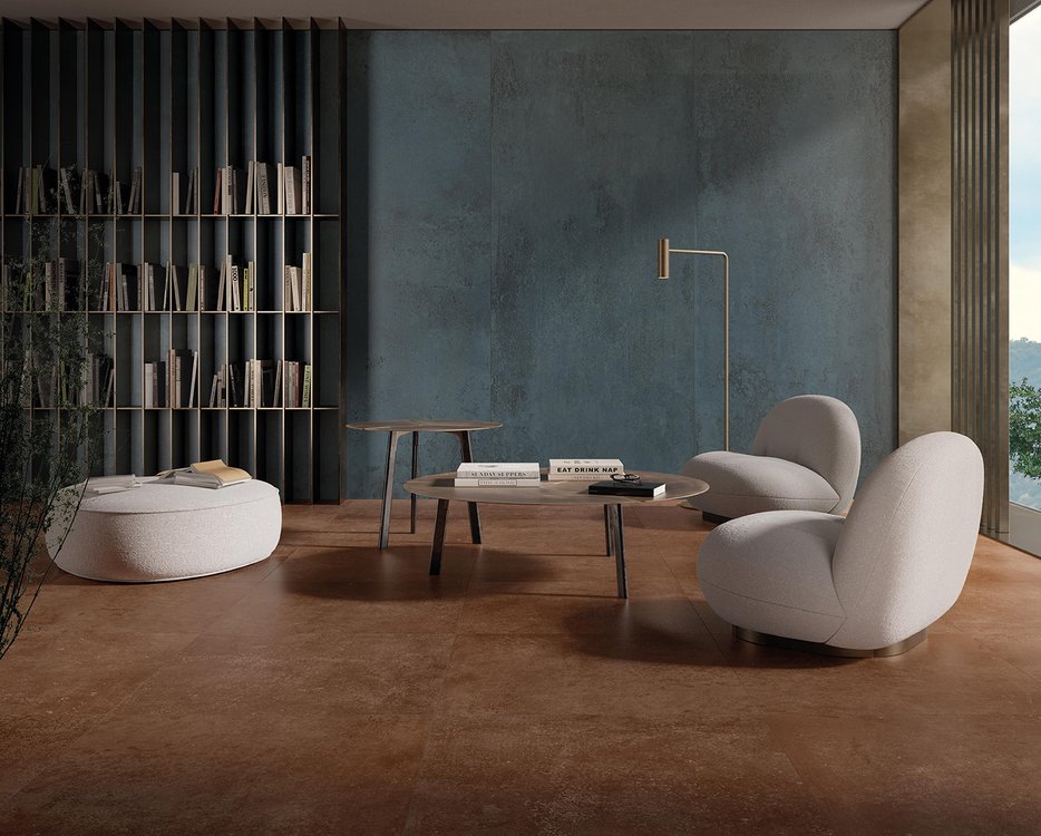 Imagen de ambiente Contrato, realizada con baldosas de la colección: OXIDE – BROWN