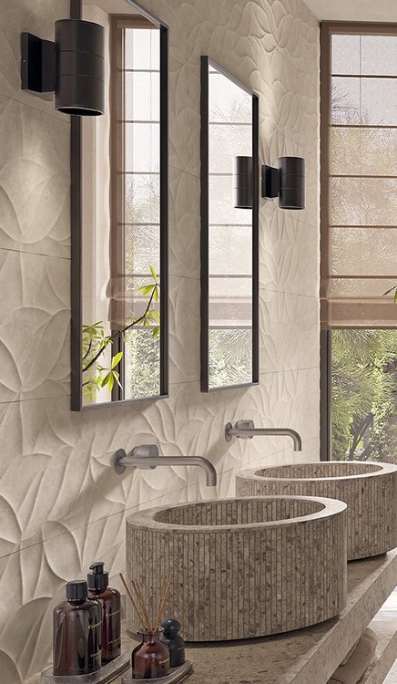 Room view , created with tiles from the collection: OLTRE LA PIETRA – White