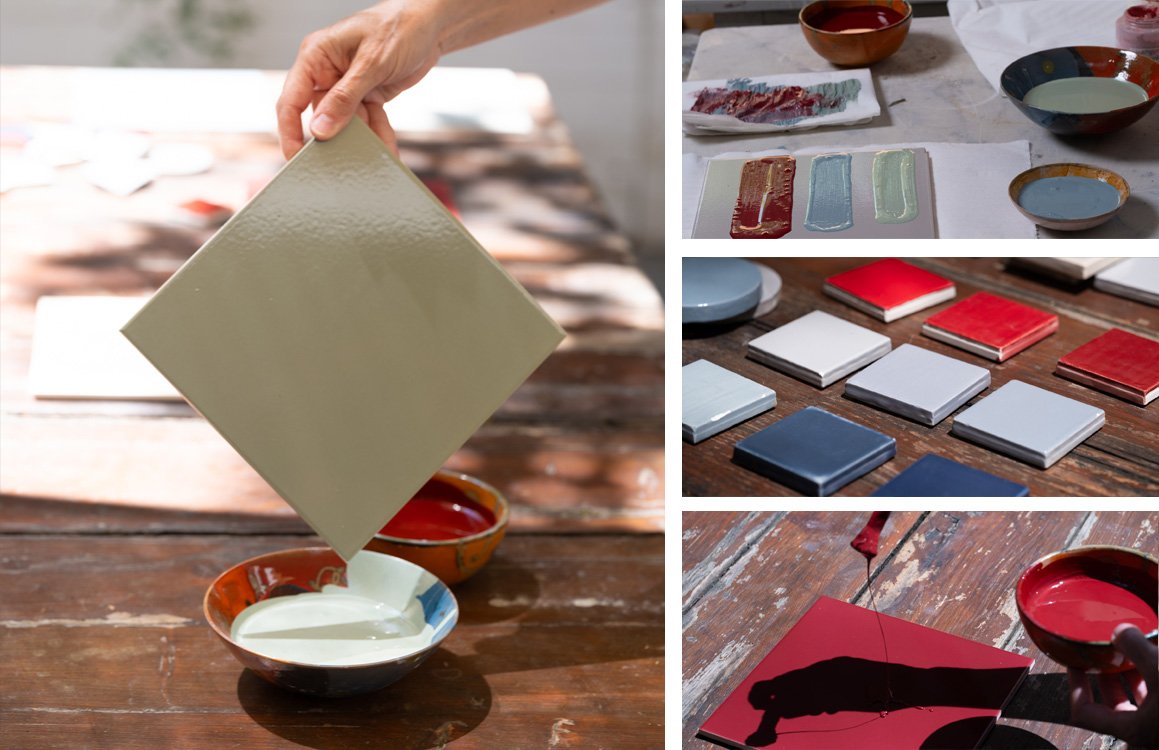 Imagen de ambiente , realizada con baldosas de la colección: MATERIA BRILLANTE – BLANCO, Azzurro, Rojo, BEIGE