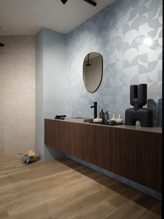 Imagen de ambiente , realizada con baldosas de la colección: MAT&MORE – Azzurro