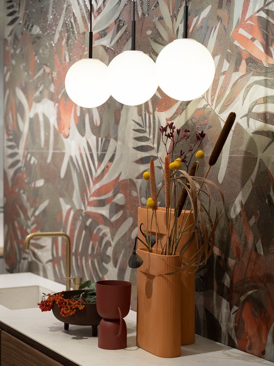 Room view , created with tiles from the collection: FAP MURALS – Green