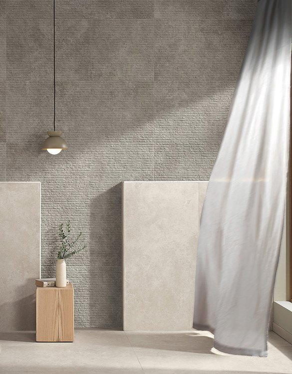 Imagen de ambiente , realizada con baldosas de la colección: NOBU – GRIS