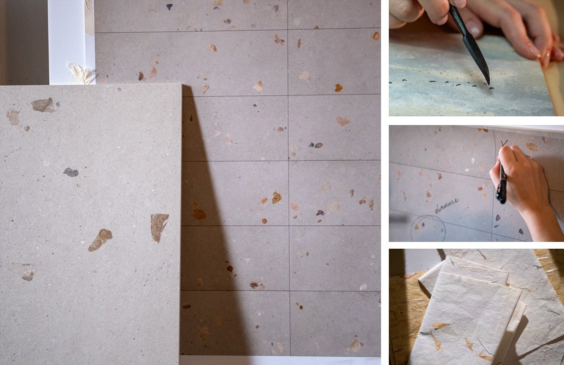 Imagen de ambiente , realizada con baldosas de la colección: MATERIA – GRIS