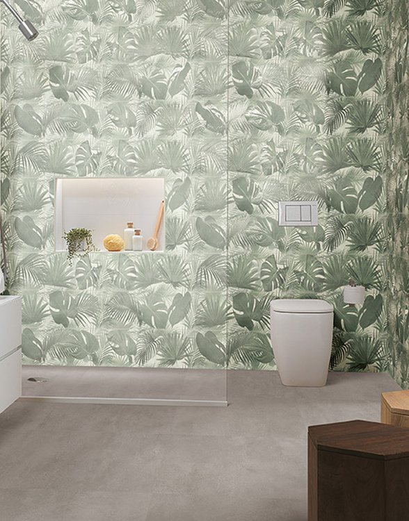 Imagen de ambiente , realizada con baldosas de la colección: DECO&MORE – BLANCO, Verde